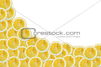 Slices of lemon on a white background