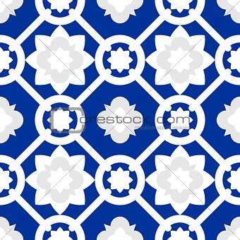 Tile indigo blue decorative floor tiles vector  pattern
