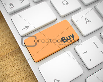 Buy - Inscription on the Orange Keyboard Button. 3D.
