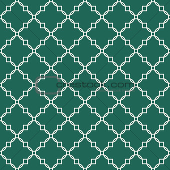Quatrefoil green seamless vector pattern.