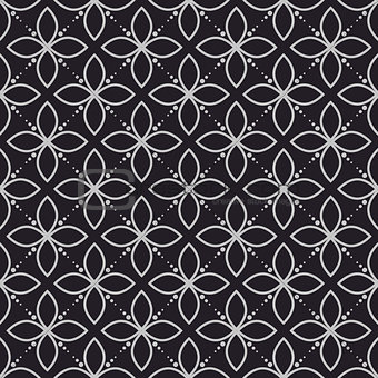 Geometry flower dark seamless vector pattern.