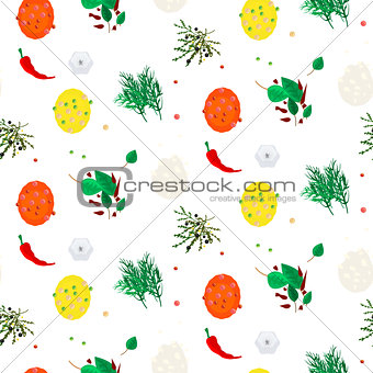 Hot spices vector seamless pattern.