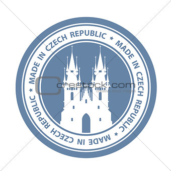 Czech travel stamp with Prague symbol - Church of Our Lady befor