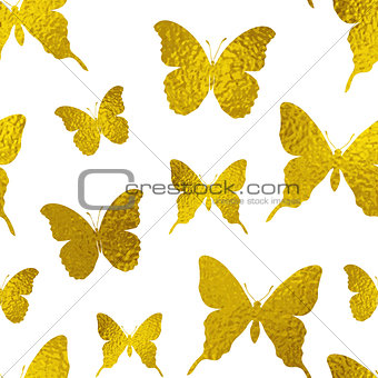 Seamless pattern with golden butterflies