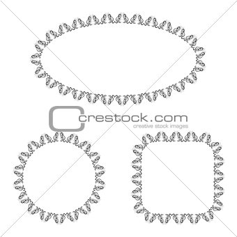 abstract vector black and white ornate frames set