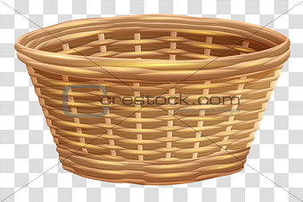 Empty wicker basket for flowers. Nest on transparent background