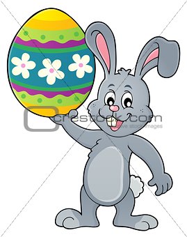 Bunny holding big Easter egg topic 1