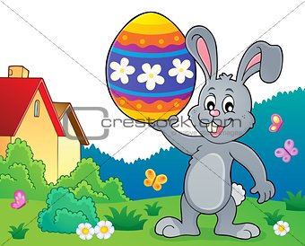 Bunny holding big Easter egg topic 2