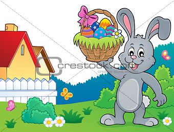 Bunny holding Easter basket topic 4