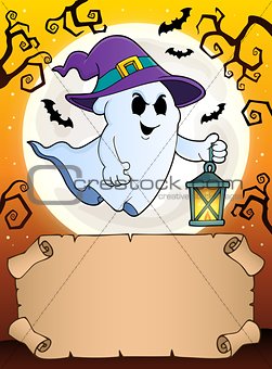 Small parchment and ghost with lantern