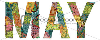 Word MAY. Vector decorative zentangle object