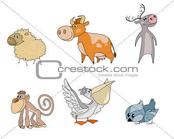 Six animals cartoon characters