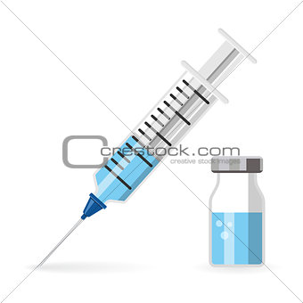 Plastic Medical Syringe and Vial Icon