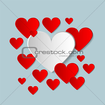 Valentines day vector creative background with paper hearts. Abstract greeting card,poster,cover,template