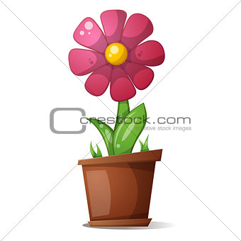pot, flower - cartoon illustration.