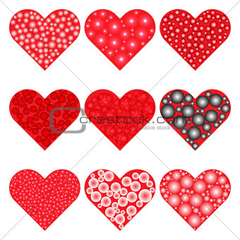 Set of red hearts icons