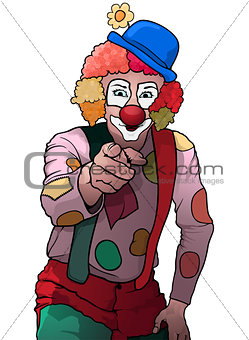 Cheerful Party Clown Pointing