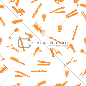 Seamless background. A set of icons for hairdressing or barbershop.