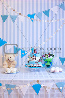 cake for birthday celebration. one year