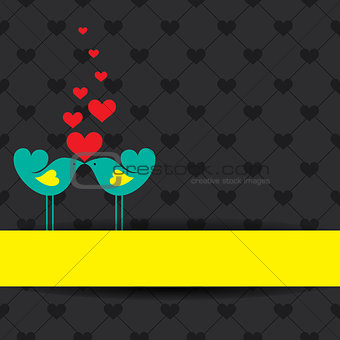 Valentine card with cute birds illustration