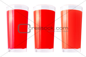  Fresh juices over white background
