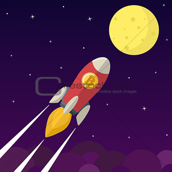 Bitcoin icon rocket