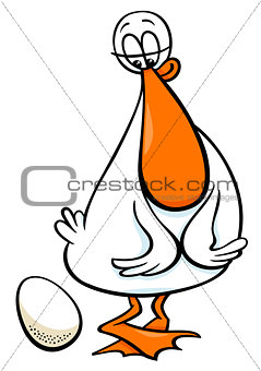 duck bird farm cartoon character with egg