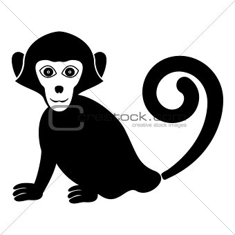 Monkey icon black color fill flat style