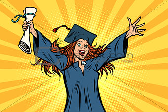 happy graduate girl student of the College or University