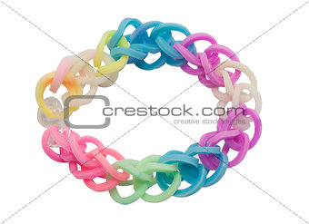 Close up of Single Colorful Plastic band on white background