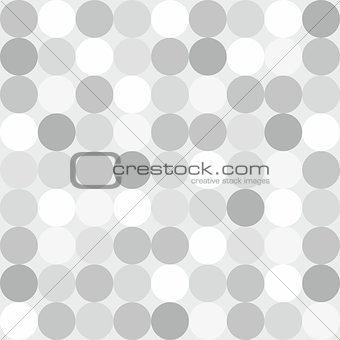 Tile vector pattern with big white, grey and black polka dots on grey background