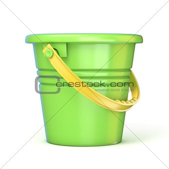 Green yellow sand toy bucket. 3D
