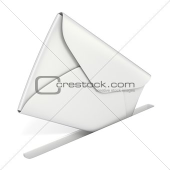 Blank white envelope falls into the slot. Sending mail concept 3