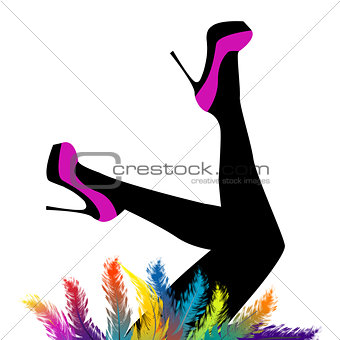 Female legs with feet in the air
