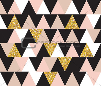 Abstract Geometric Seamless Pattern Background with Glitter Elements. Textile or Wallpaper Template. Vector Illustration