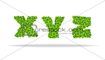 Alfavit from the leaves of the clover. Letters XYZ.