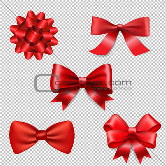 Red Ribbon Bow Set Isolated