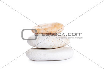 Pile of stones  on white background