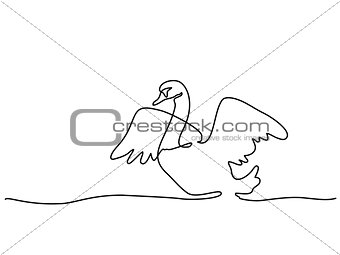 Continuous one line drawing. Swan logo