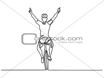 Man cyclist winner in competition on bicycle