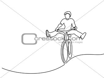 Man on a bicycle have fun