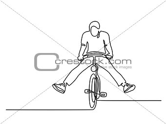 Man on a bicycle have fun