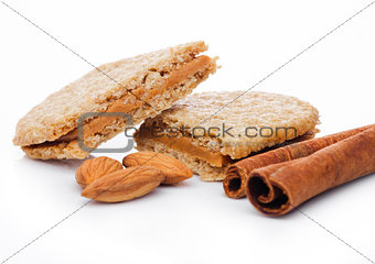 Healthy bio breakfast grain biscuits with almonds