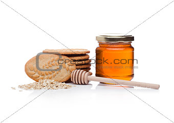 Healthy bio breakfast grain biscuits with honey 