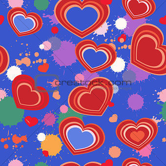 seamless background with hearts and splashes