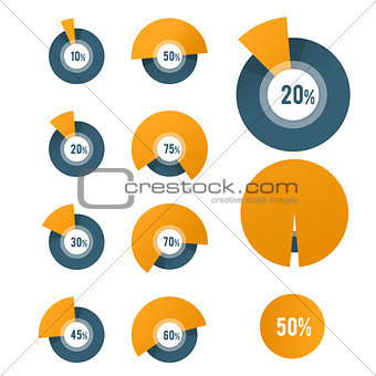 Pie chart template - circle diagram for business report or prese
