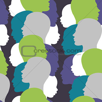 Seamless pattern with colorful family silhouette
