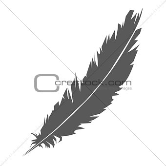 Simple icon of feather silhouette - concept of poet and whriter 