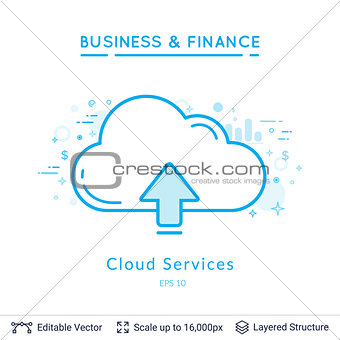 Cloud service symbol on white.
