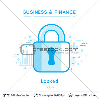 Key lock symbol on white.